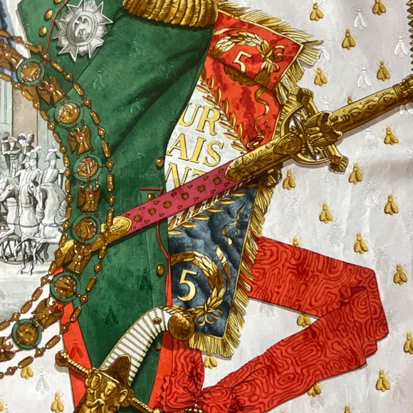 •Hermes Vintage Jacquard Scarf RARE Napoleon Ledoux Hand Rolled Hem 35”x34” - Picture 14 of 15